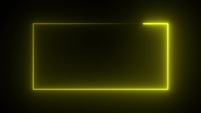 beautiful bright red light neon rectangle frame on black background, abstract digital