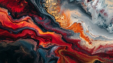 Colorful abstract liquid marble texture, fluid art. Very nice abstract silver red design swirl background.