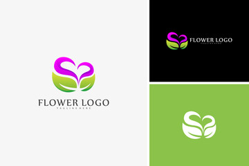 Vector love flower logo design, Love tulip logo design template
