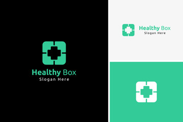 Vector geometric cross medical care healthcare logo design concept