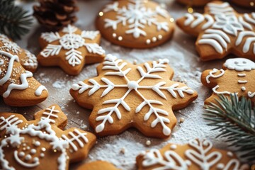 Obraz na płótnie Canvas Christmas Gingerbread Delights: Festive Abstract Cookie Scene