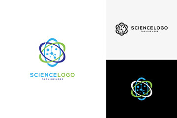 Vector creative science pixel technology logo design template