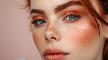 a woman with red lipstick