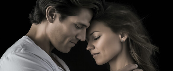 Fototapeta premium Intimate moment between a loving couple in a tender embrace