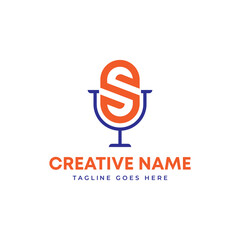 Letter mark logo design. Letter S logo. music or podcast logo with abstract letter S