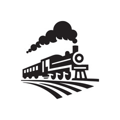 Luminous Commute: Train Silhouettes Bathed in City Lights, Illustrating the Radiance of Urban Transportation - Train Illustration - Train Vector - Subway Silhouette
