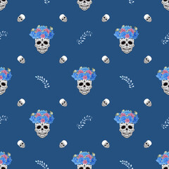 D&iacute;a de los Muertos festival pattern with skull