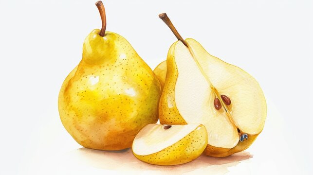 ripe juicy pear whole and its half
