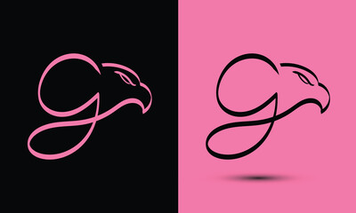Initial letter g combine with falcon head BLACK and PINK