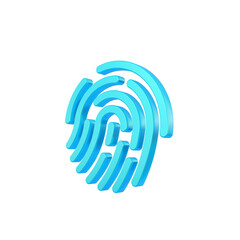 Fingerprint scanner 3d icon and blue material isolated on transparent background.