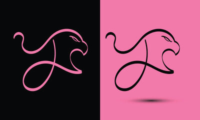 Initial letter Y combine with falcon head BLACK and PINK