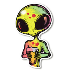 alien beer sticker