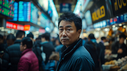 Fototapeta premium asian senior businessman in stock market