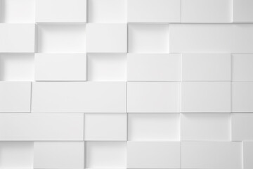 Abstract white 3D square tiles with geometric shapes and shadows.