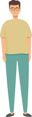 Cute boy with eyeglasses icon cartoon vector. Deaf health. Visual impairment