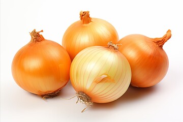 Fototapeta premium Organic onions isolated on white background for healthy cooking and seasoning ingredients