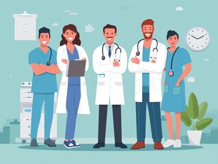 Vector of a medical staff, group of doctors and nurses