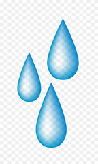 Water drops. Water drops isolated on transparent background. Vector clipart.