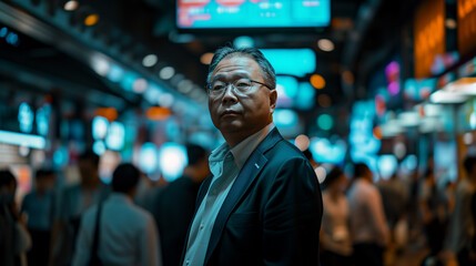 Fototapeta premium asian senior businessman in stock market