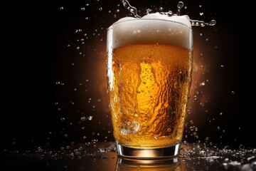 Glass of beer on dark background