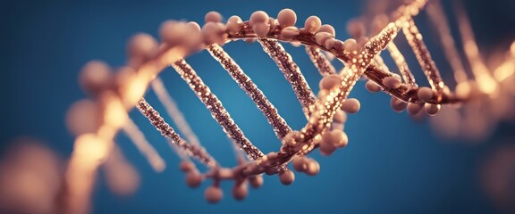 3d illustration of rotating DNA glowing molecule on blue background