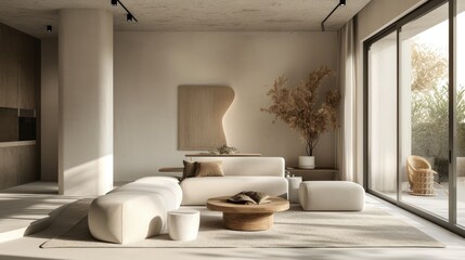 Fototapeta na wymiar Interior design idea featuring a minimalist living room
