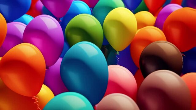 Balloon texture, colorful rainbow background with decorative balloons. 