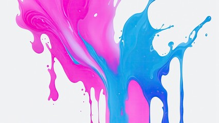 Naklejka premium Liquid Pink and Blue splash Color drip on white abstract background