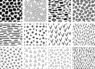 Vector Hand drawn textures and brushes. Large artistic collection of design elements: graphic patterns, geometric patterns, abstract lines, generic symbols made in ink. Isolated vector set.