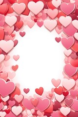 Valentine's Assorted Heart Frame: Red and Pink Hearts on Monochromatic Background - Valentine's Day Concept