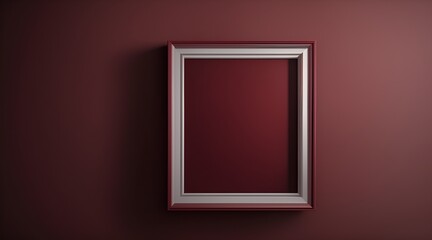 A square frame placed on a striking red wall, painted in the same vibrant shade. Great for a mockup template!