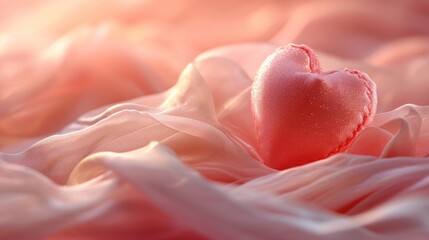 Velvety Romance: Matte Pink Heart on Gradient Fabric - Valentine's Day Concept