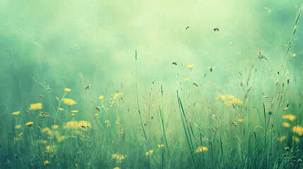 Fototapeta na wymiar Meadow Wildflowers and grass at sunrise