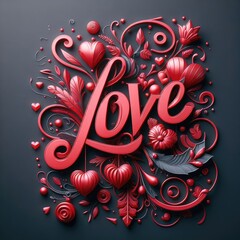 Happy Valentine's Day Greeting Card 3d realistic style. The concept for a Valentines Day February 14 holiday banner
