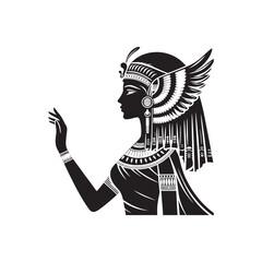 Pharaoh's Whispers: Egyptian Lady Vector Whispering the Secrets of Cleopatra Silhouette's Eternal Beauty - Egyptian Lady Illustration
