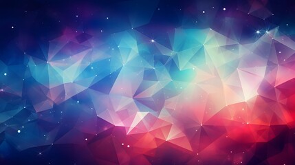 Triangle based colorful galaxy feel abstract background. Composition of triangles with an crystal, network feel.