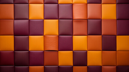Colorful red, yellow, orange leather texture background. Close-up of colorful leather texture.