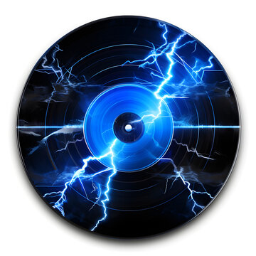 Vinyl record with blue lightning bolts