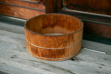 Traditional Japanese objects made by wood craftsmen in Murakami City, Niigata Prefecture in Japan.