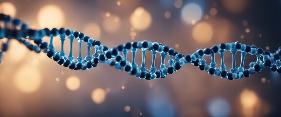 Blue DNA strand molecular structure model, DNA strands background. Double helix structure
