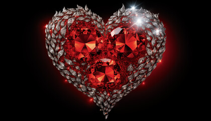 Witness the intensity of passion as a fiery blaze is encapsulated within a heart crafted from sparkling diamonds. Valentine's Day. AI Generative.