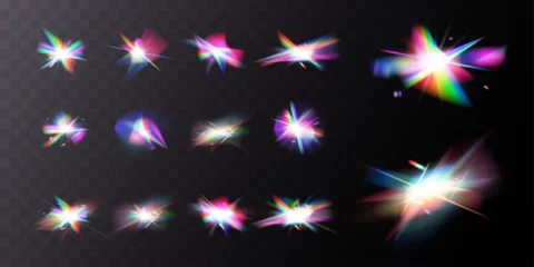 Foto op Canvas Crystal rainbow light reflection effect. Colorful clear iridescent lenses.   © Olga