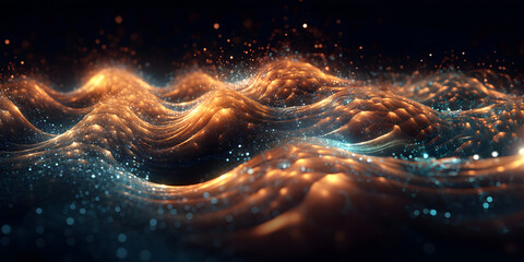 colorful background with abstract waves. 3d rendering. glowing in the ultraviolet spectrum, curved neon lines and waves