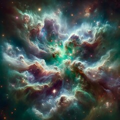 Intergalactic Cosmic Nebula Background Filled With Stars - obrazy, fototapety, plakaty