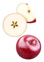 Red apple with leaves isolated