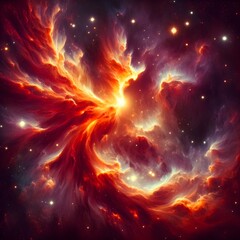 Naklejka premium Intergalactic Cosmic Nebula Background Filled With Stars