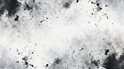 Fototapeta na wymiar A muted monochromatic black splatter design on a white