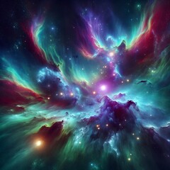 Intergalactic Cosmic Nebula Background Filled With Stars - obrazy, fototapety, plakaty