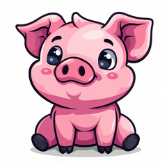 flat vector, illustration,  logo of funny pig