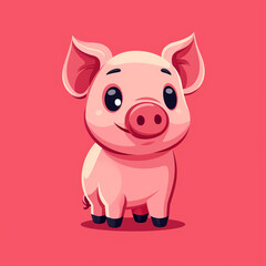Fototapeta premium flat vector, illustration, logo of funny pig
